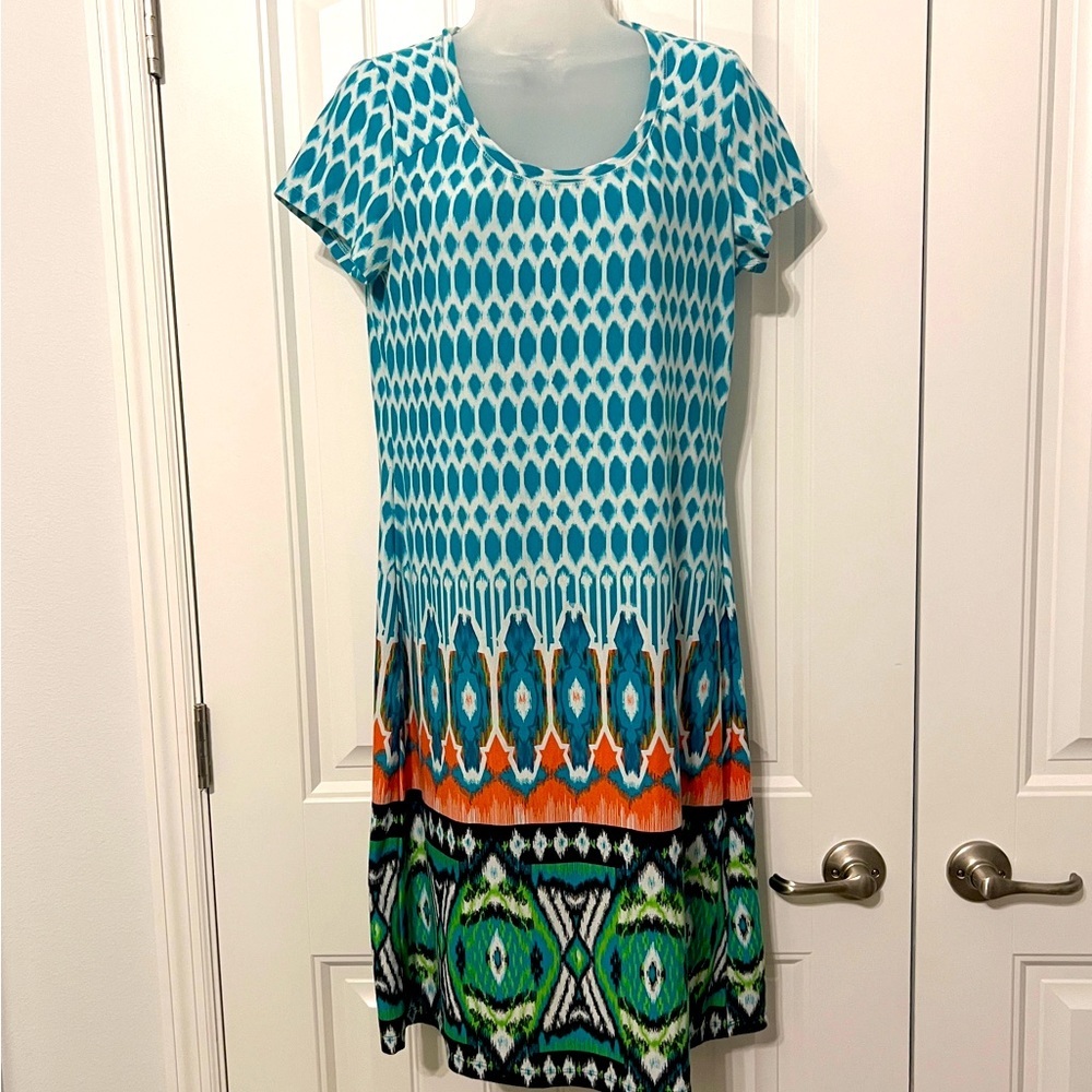 Lemmie for Nina Leonard Women's Boho Multicolor Dress S/M Knee Length